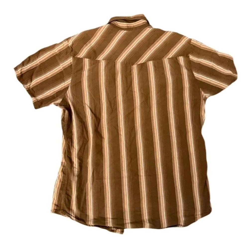 Bullhead Men's XL Brown Striped Pearl Snap Shirt S/S Vtg variegated bushwhacker - Picture 5 of 8
